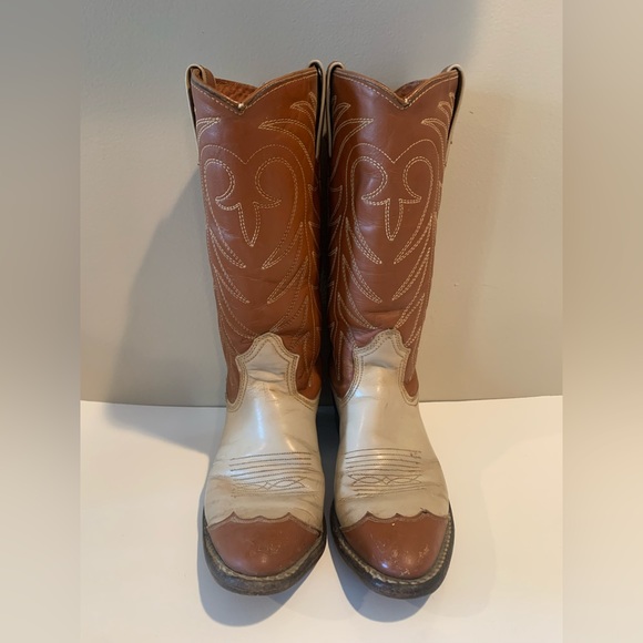 Texas Brand Shoes - Vtg Cowboy boots leather Brown Texas Brand Women’s Size 5 Preowned See Pictures